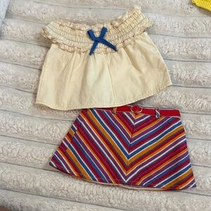 American Girl Julie Albright Summer Colorful Striped Skirt with Cream Top